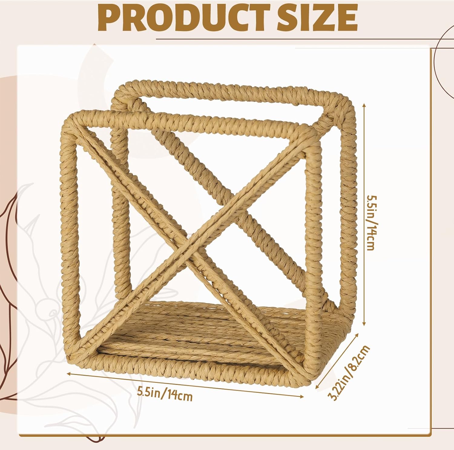 Rattan Napkin Holder Square Wicker Napkin Holder / Set of 2