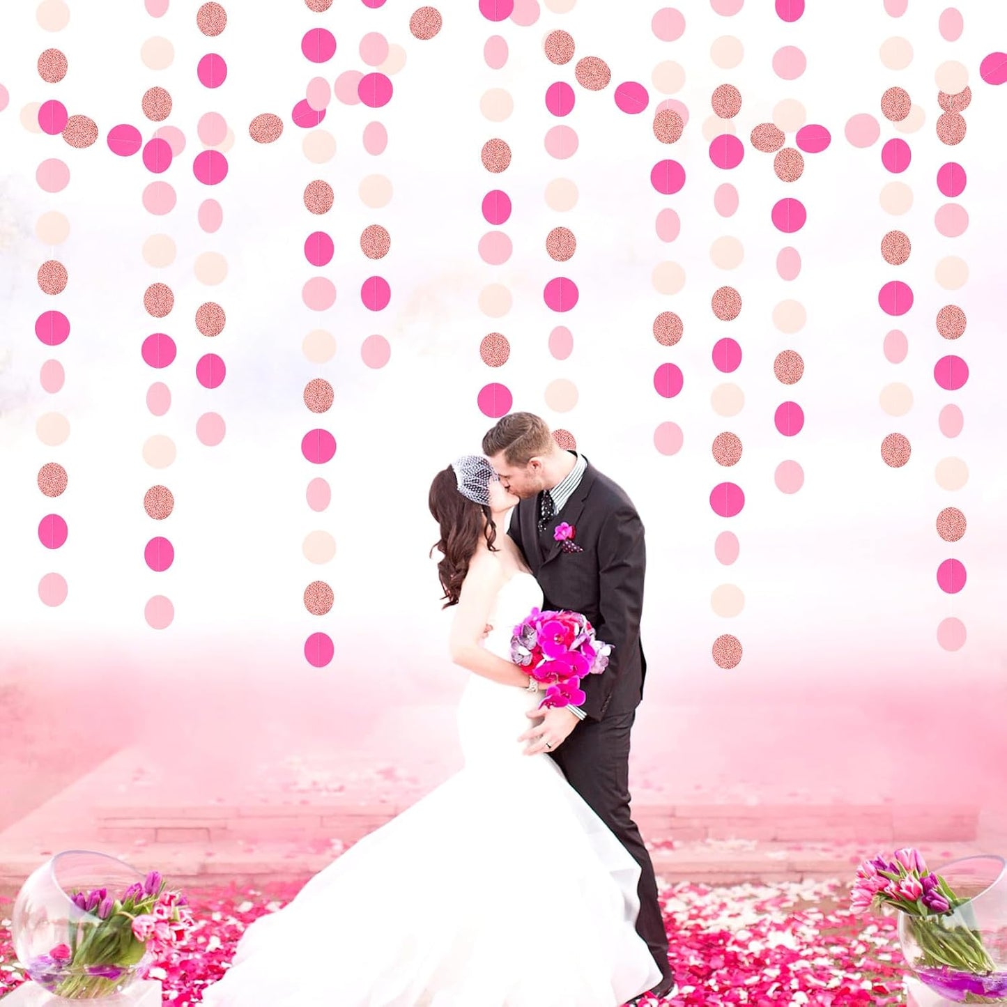 Hot-Pink Rose-Gold Party Decorations Garland / Pink Rose Gold / 52 Inch