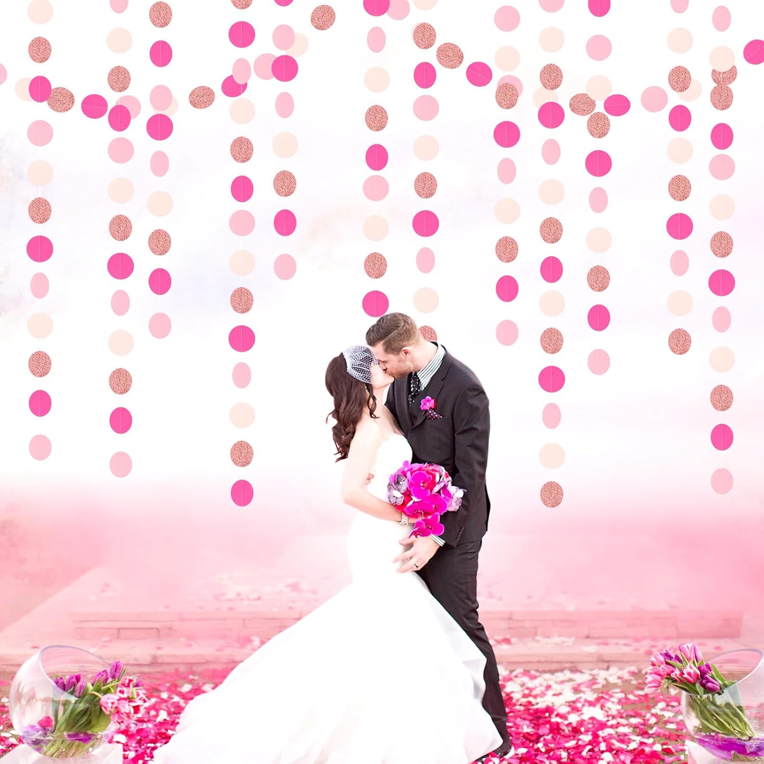Hot-Pink Rose-Gold Party Decorations Garland / Pink Rose Gold / 52 Inch
