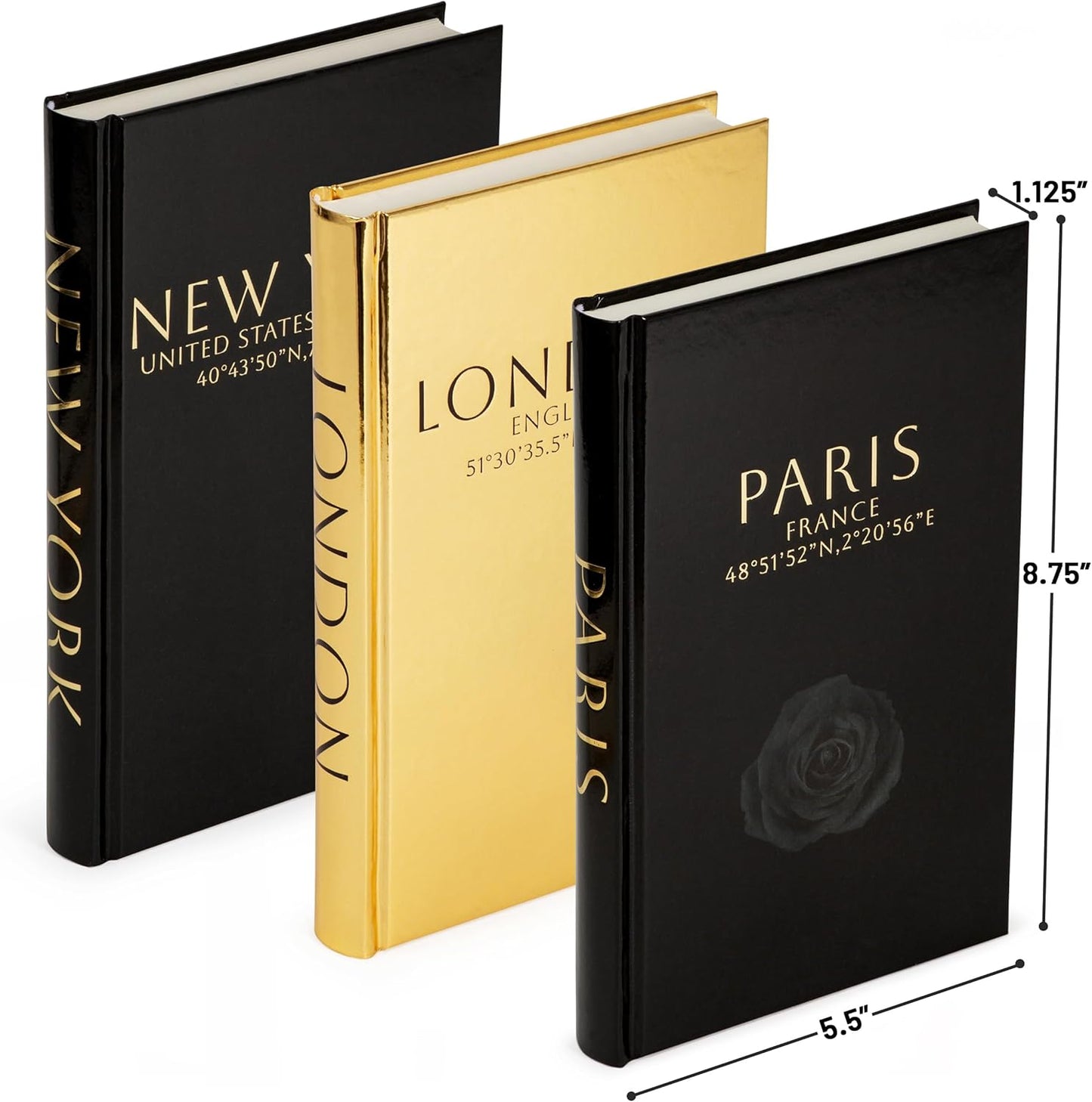 Decorative Hardcover Display Faux Books / Black and Gold