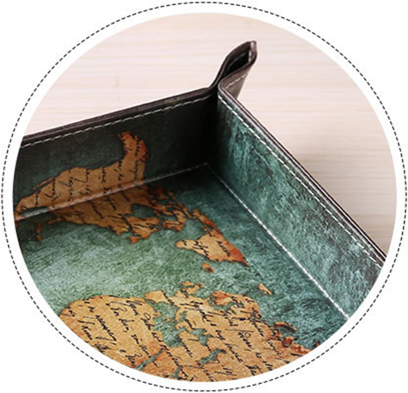 Vegan Leather Catchall Bedside Vanity Tray Nightstand Caddy Holder for Remote / Map Design