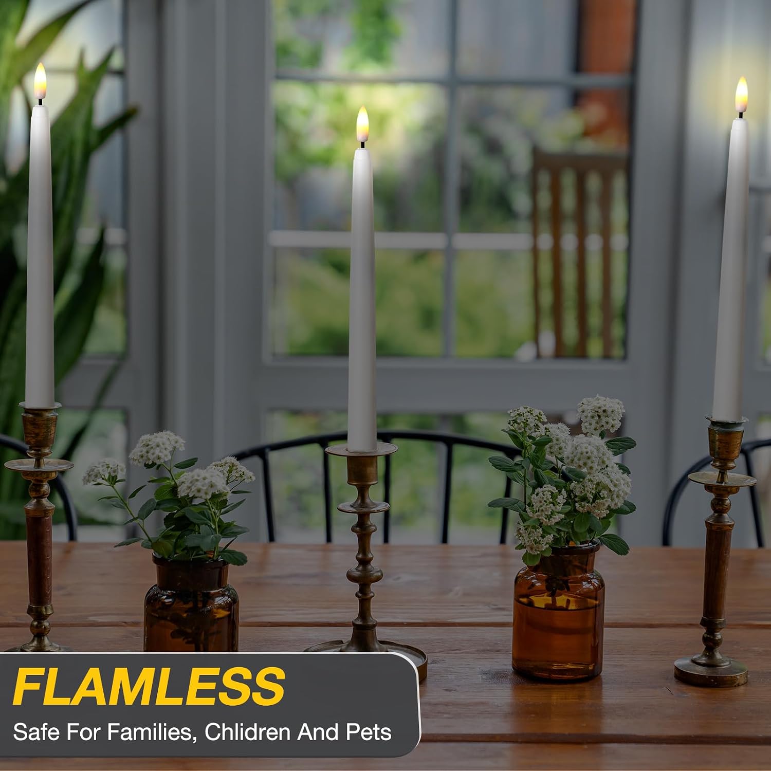 20 Pcs Flickering Flameless Taper Candles Bulk LED Battery Operated Realistic Flame Effect with Remote & Timer Safe No