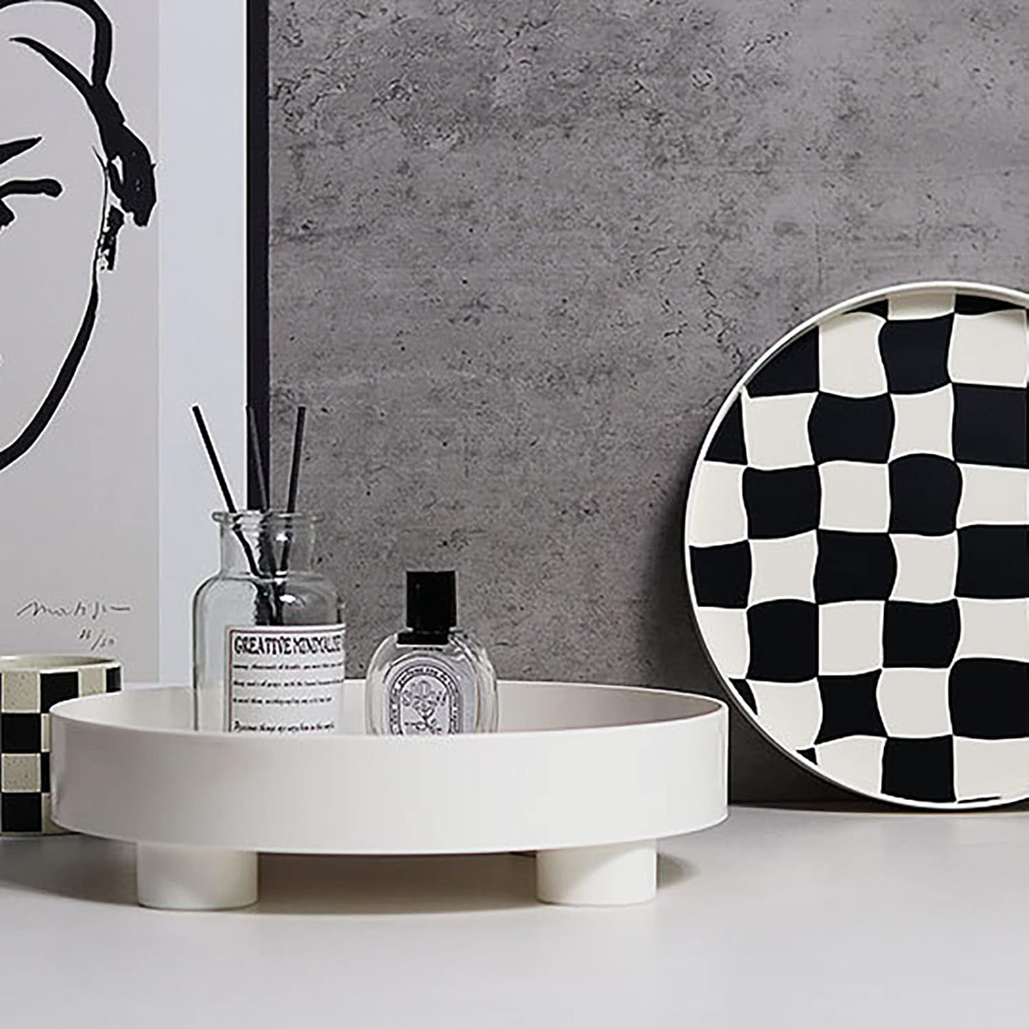 Round Storage Tray / White, Small