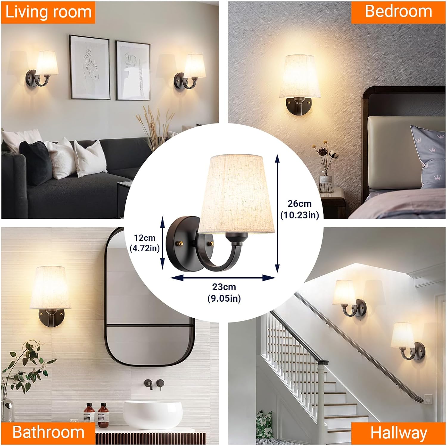 YHCDLAMP Peel and Stick Wall Sconces, No Drilling Stick On Wall Sconce, Wireless Battery Operated Wall Lights, Adhesive