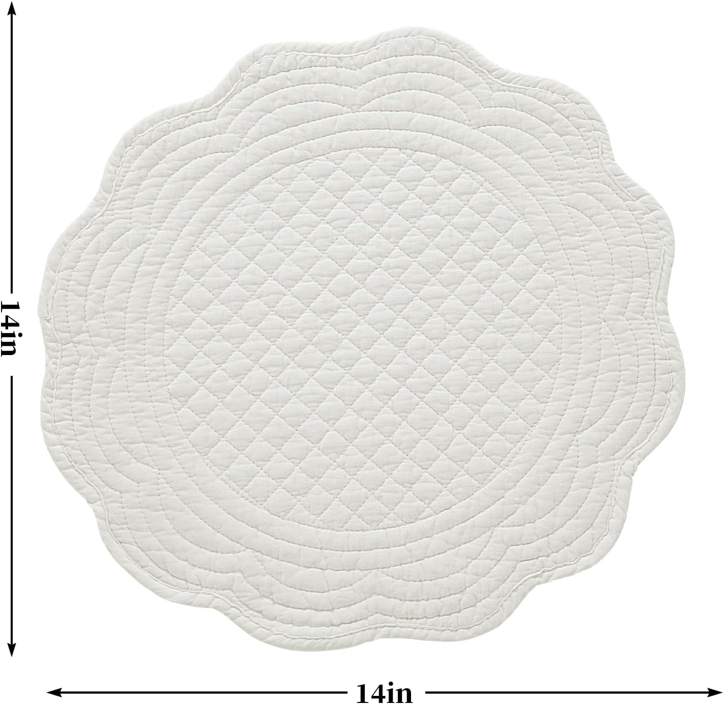 HOMBYS Quilted Placemats Set of 6 Washable Round Placemats for Kitchen Table-100% Cotton Fabric 14 Inch Round Table