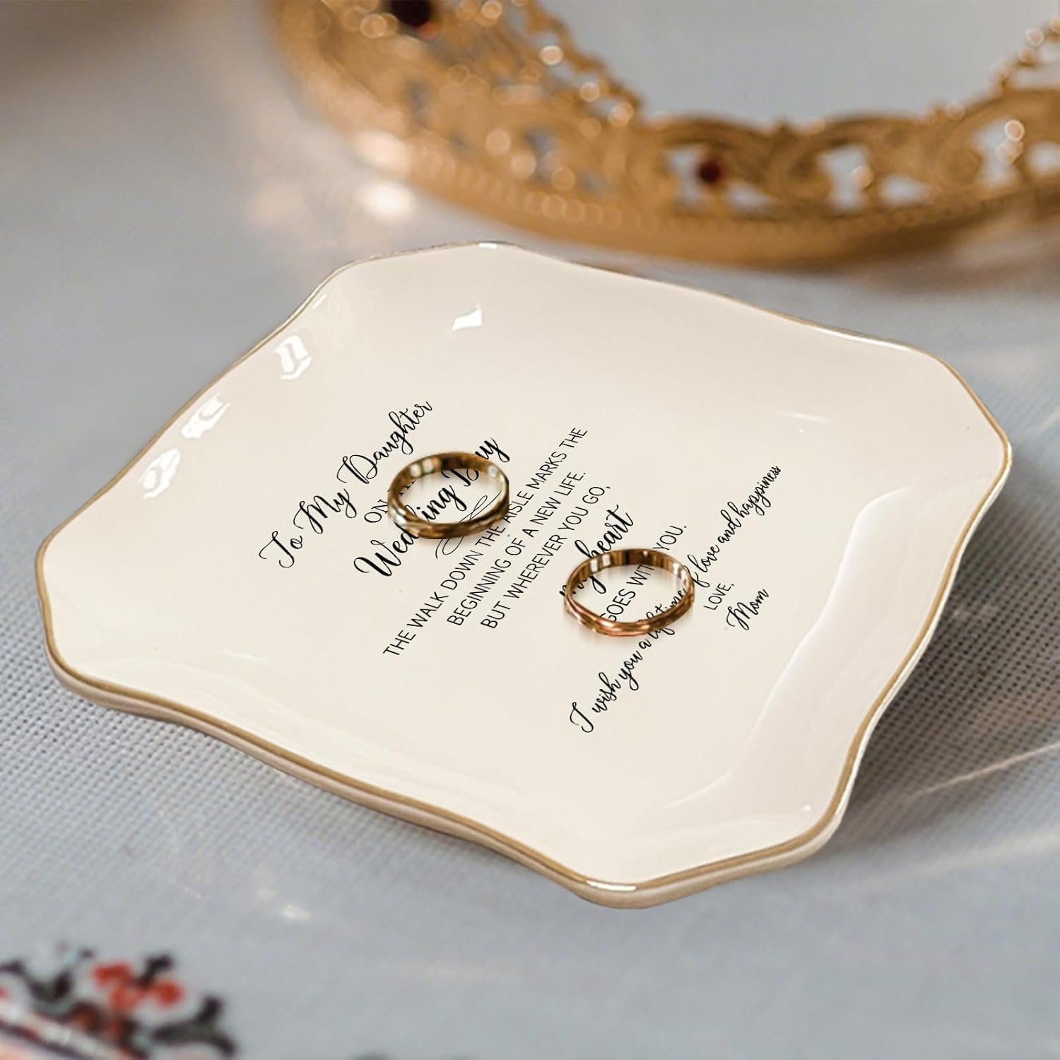 Bridal Jewelry Dish Ring Tray / To My Daughter On Her Wedding Day