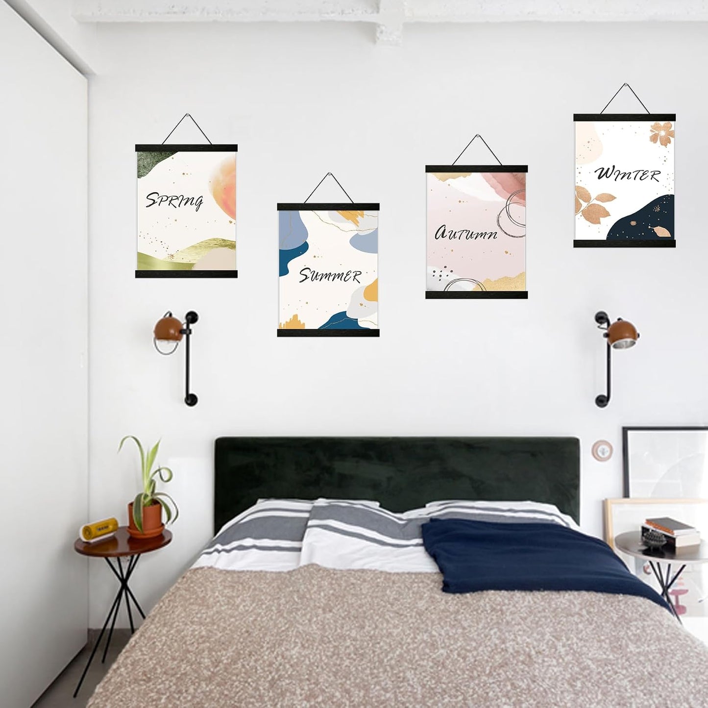 4 Pack Magnetic Poster Hanger Frame 12 inch Black- 12x16 12x18 12x20 12x24 Poster Frame for Wall Art Pictures Photos