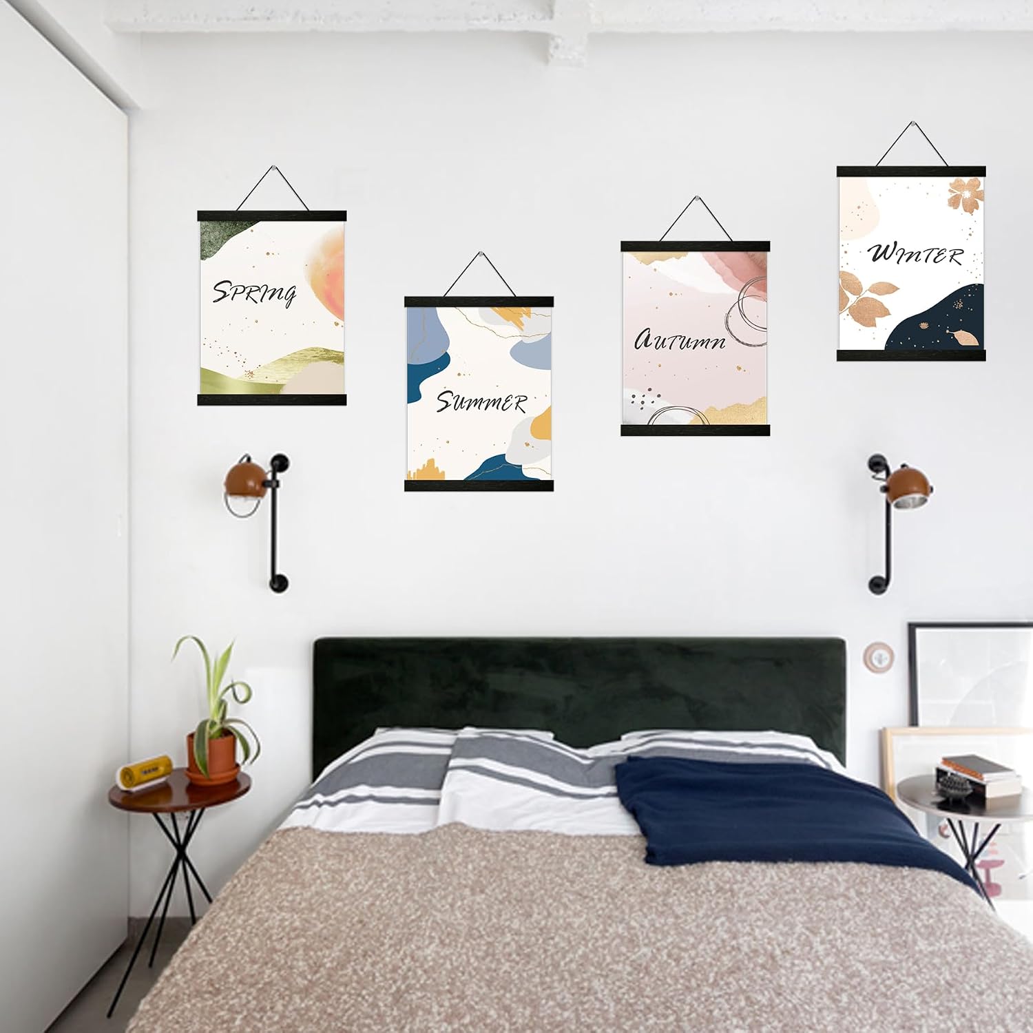 4 Pack Magnetic Poster Hanger Frame 12 inch Black- 12x16 12x18 12x20 12x24 Poster Frame for Wall Art Pictures Photos