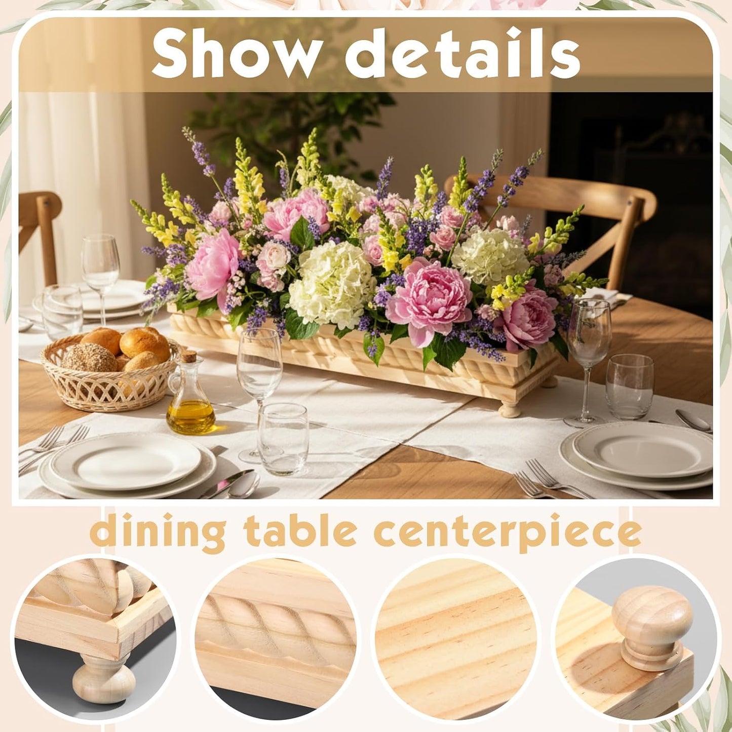Spring Decorative Wooden Tables Centerpiece Tray / Wood / Set of 24
