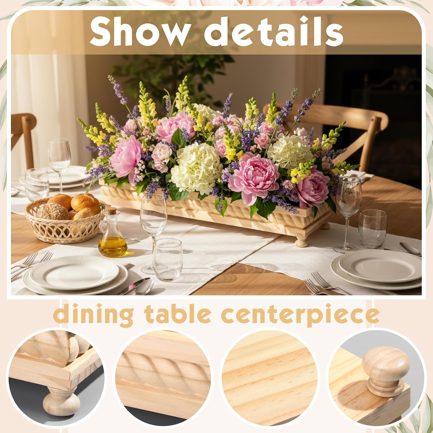 Spring Decorative Wooden Tables Centerpiece Tray / Wood / Set of 24
