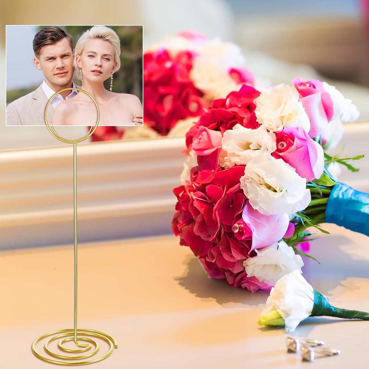 24 Pack 8.86 Inch Table Number Holder Wire Photo Holder Picture Name Menu Clips Memo Note Cards Stand for Wedding