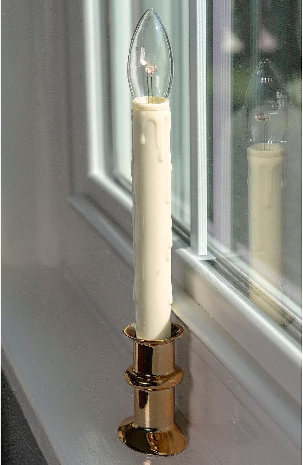 Celestial Lights Set of Four Battery Operated Remote Programmable Window Hugger Candle for Narrow Window Sills Daily