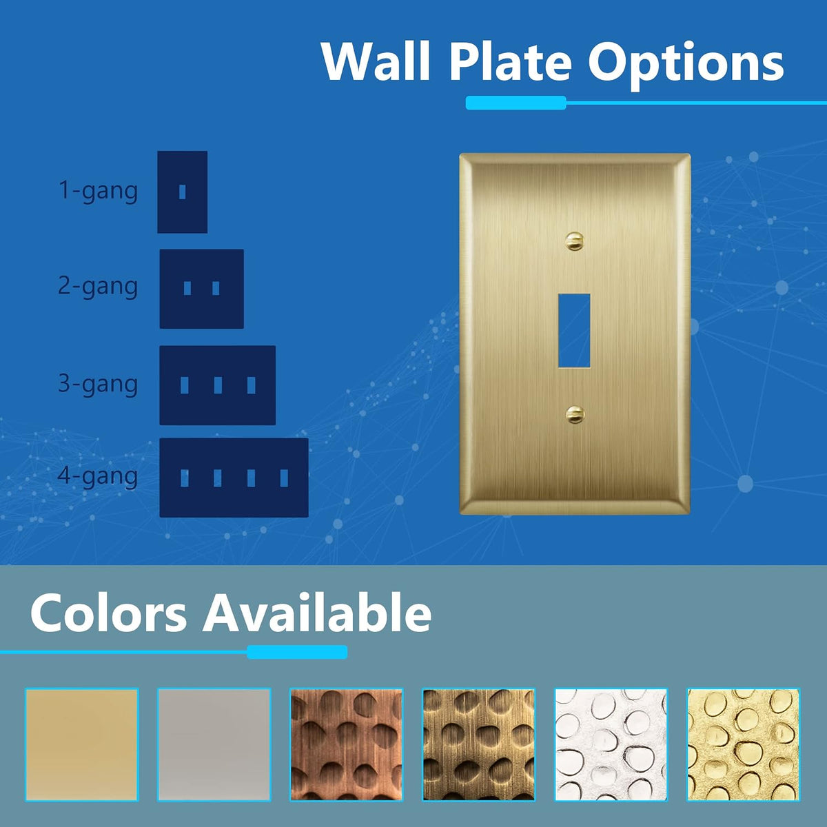 LIDER Toggle Light Switch Metal Wall Plate, Mid-Size 1-Gang, 2-Pack | Stainless Steel, Corrosion Resistant, Brushed