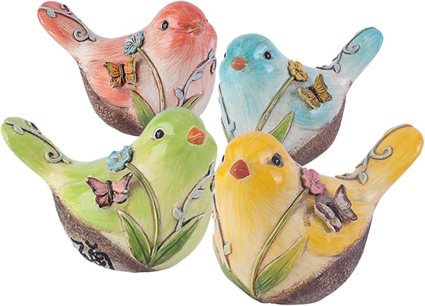 Resin Bird Statues Hand-Painted Birds Figurines Bird Statue Shelf Decor Funny Animal Sculpture / B