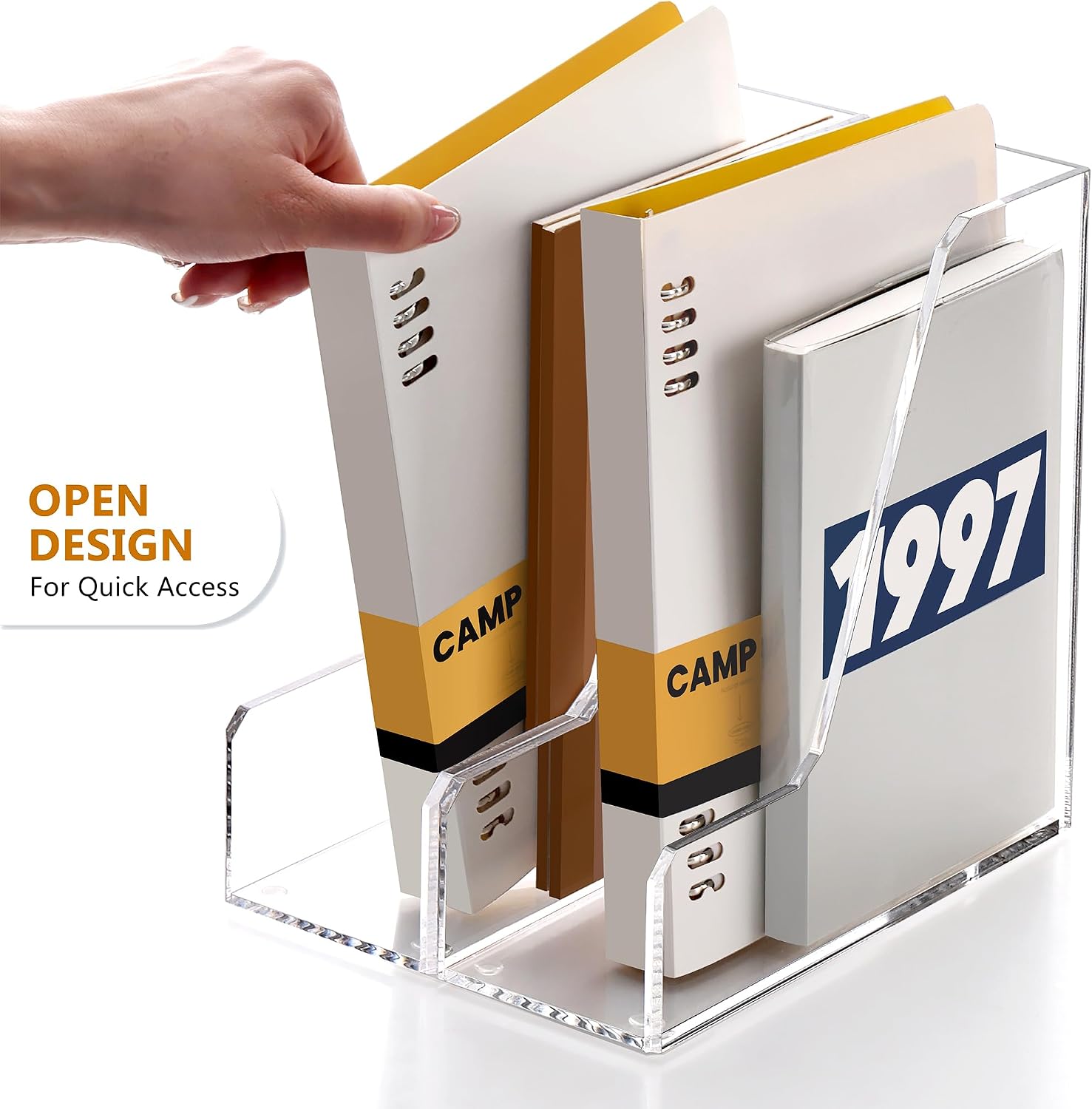 SANRUI Acrylic Desk Organizer, 3-lot Vertical File Organizer, 2-Pack Clear | Magazine Holders, Upright File Sorter for