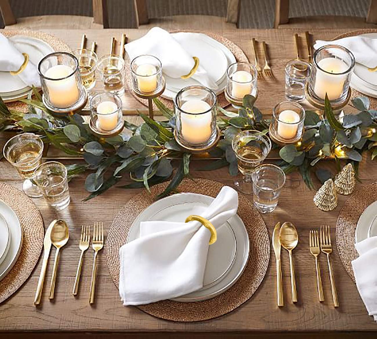Handmade Rattan Napkin Holder Rings Table Decorations / Bamboo Yellow / Set of 4