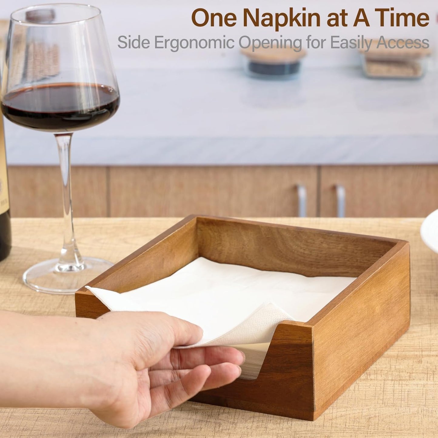 Napkin Holder / Farmhouse Style Square / Brown / 7.36 x 7.36 x 2.16