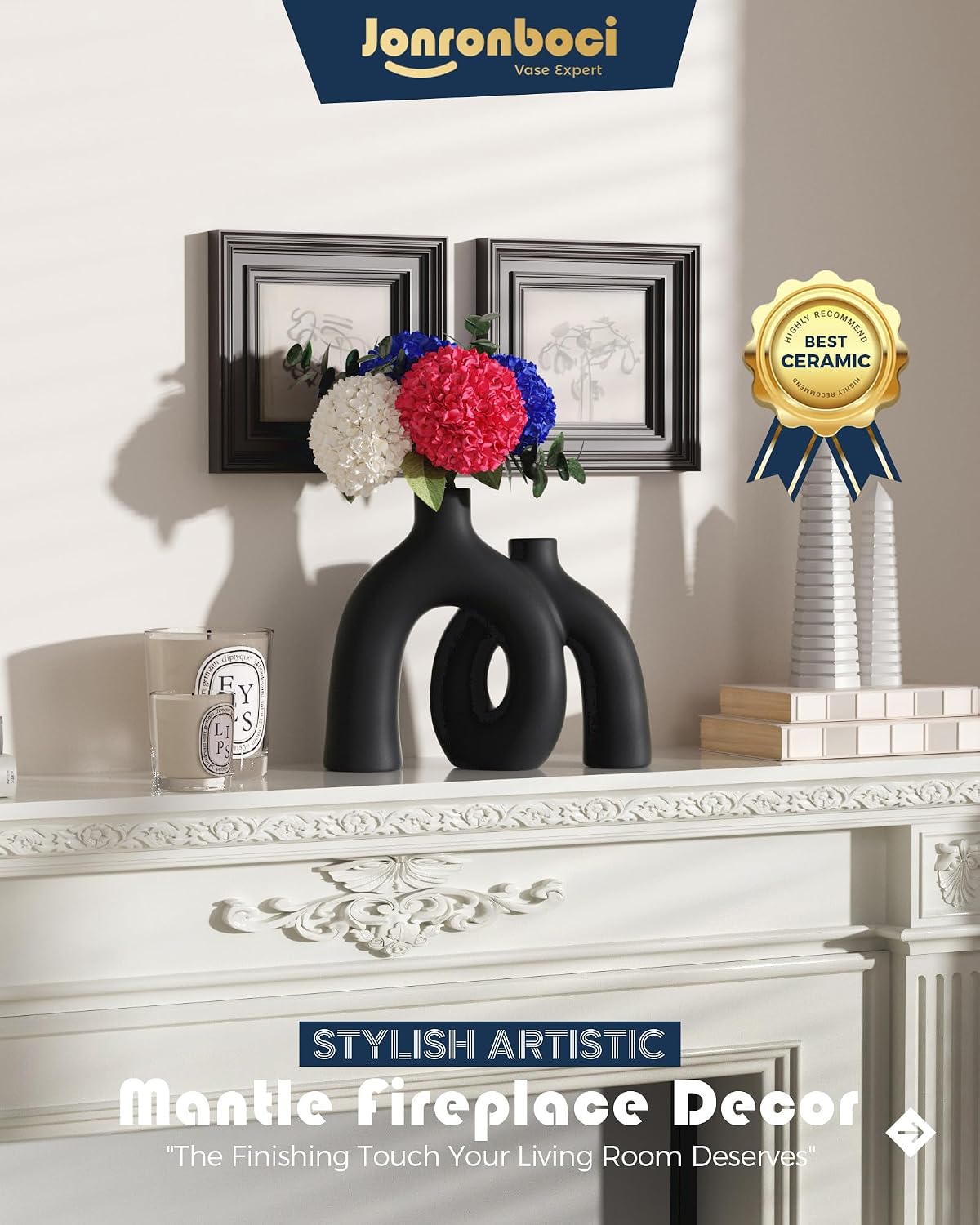 Modern Nordic Minimalist Decorative Vase / Matte Black