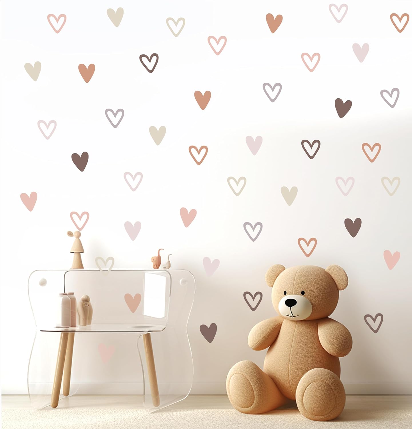 72psc Boho Heart Wall Stickers Girls Bedroom Removable Wall Decals Nursery Kids Decor
