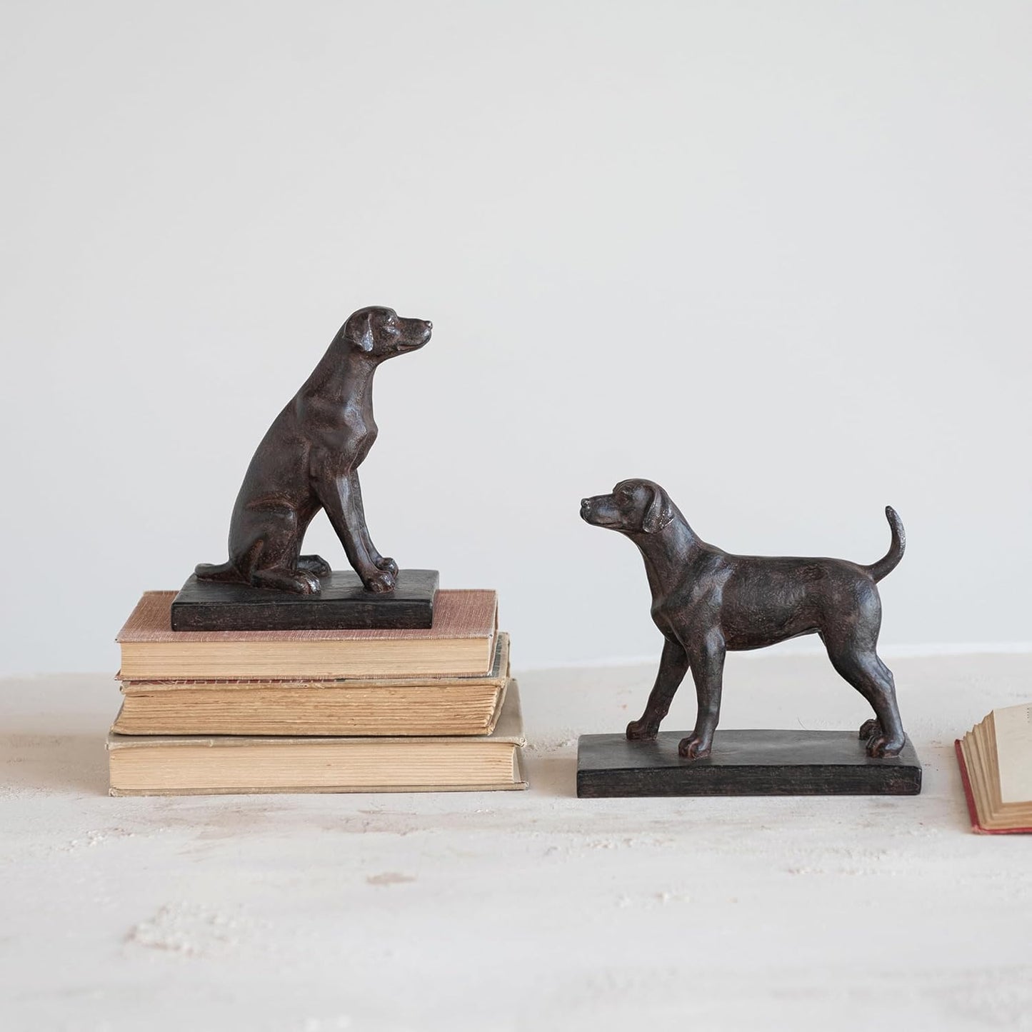 2-Piece Resin Dog Bookends / Black