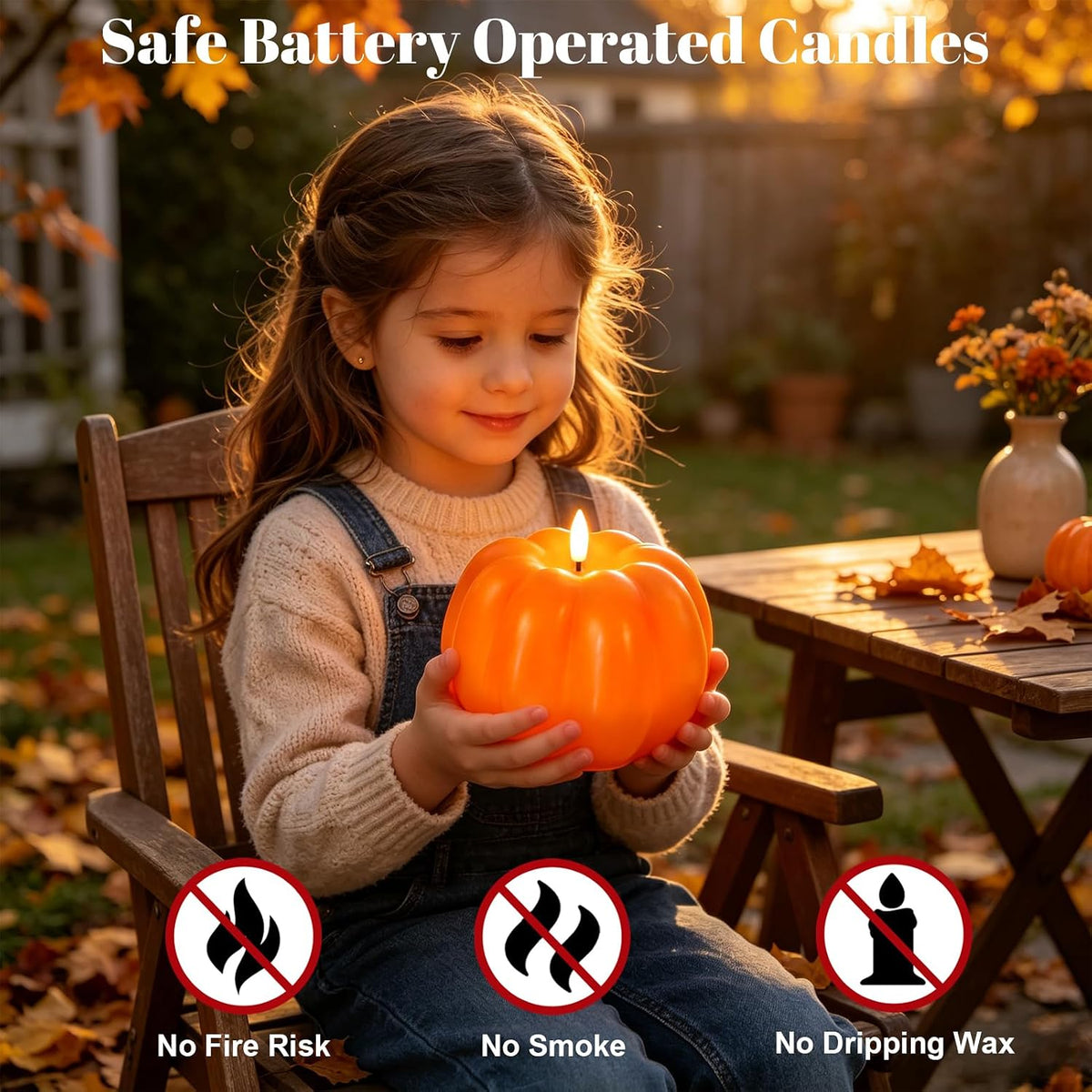 Wondise Orange Fall Decorations Real Wax Pumpkin Candles with Remote Timer | Battery Operated Fall Candles Fall Decor