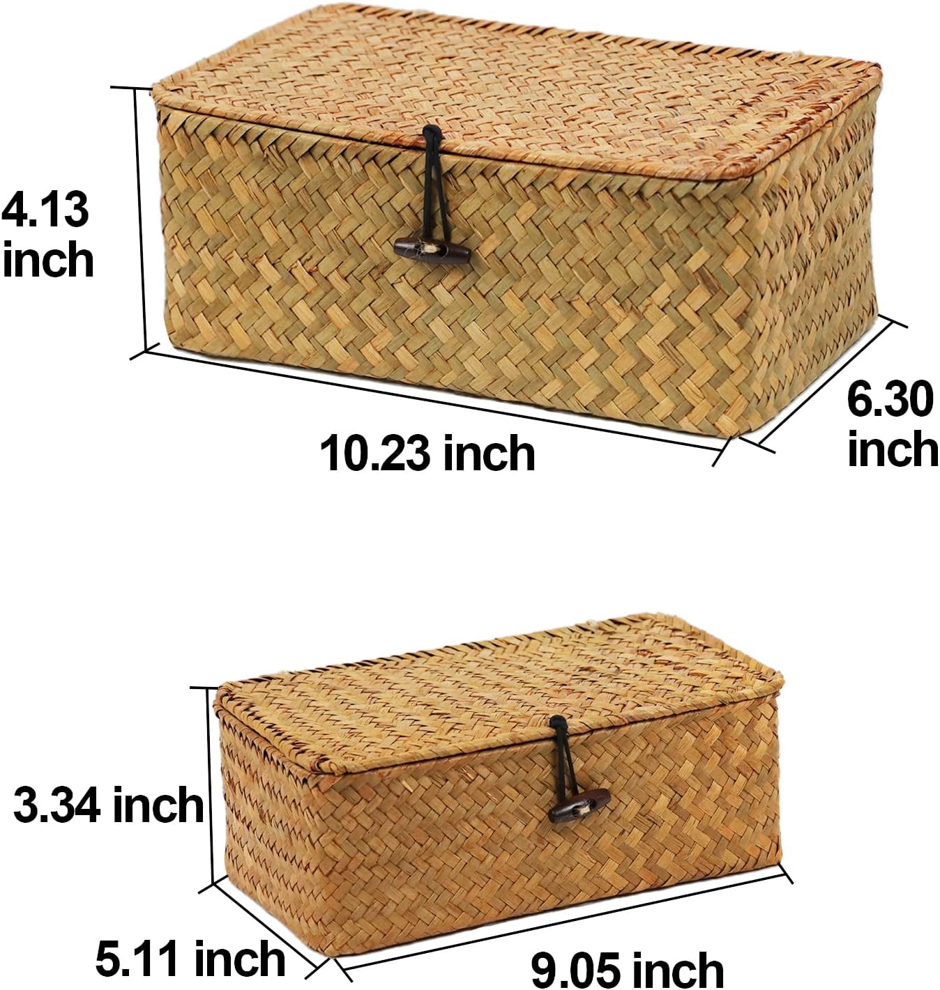 Wicker Basket / Seagrass Woven Basket for Storage / Natural / 10.23 x 6.3 x 4.13 / Set of 2
