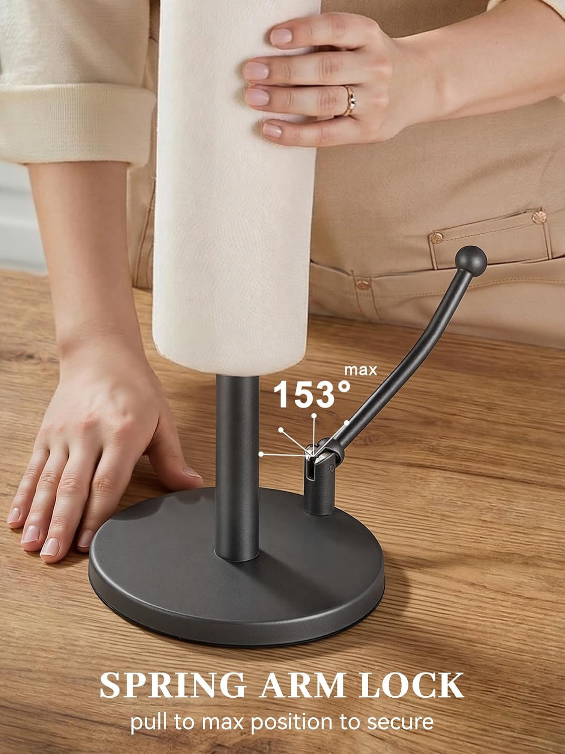 SMARTAKE Paper Towel Holder Countertop, Non-Slip Weighted Base, Gray | Freestanding Kitchen Roll Dispenser, Rustproof
