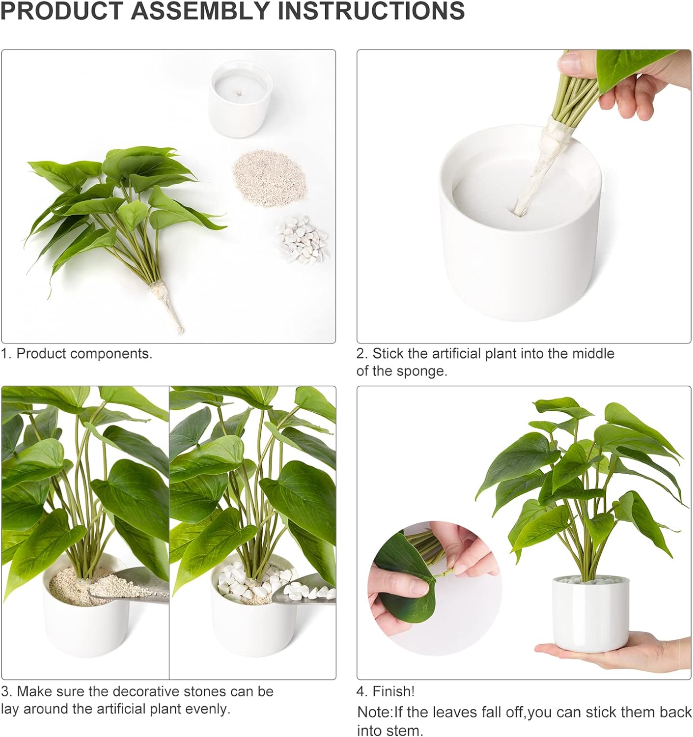 Fake Plants in Ceramic Pot / White / Small