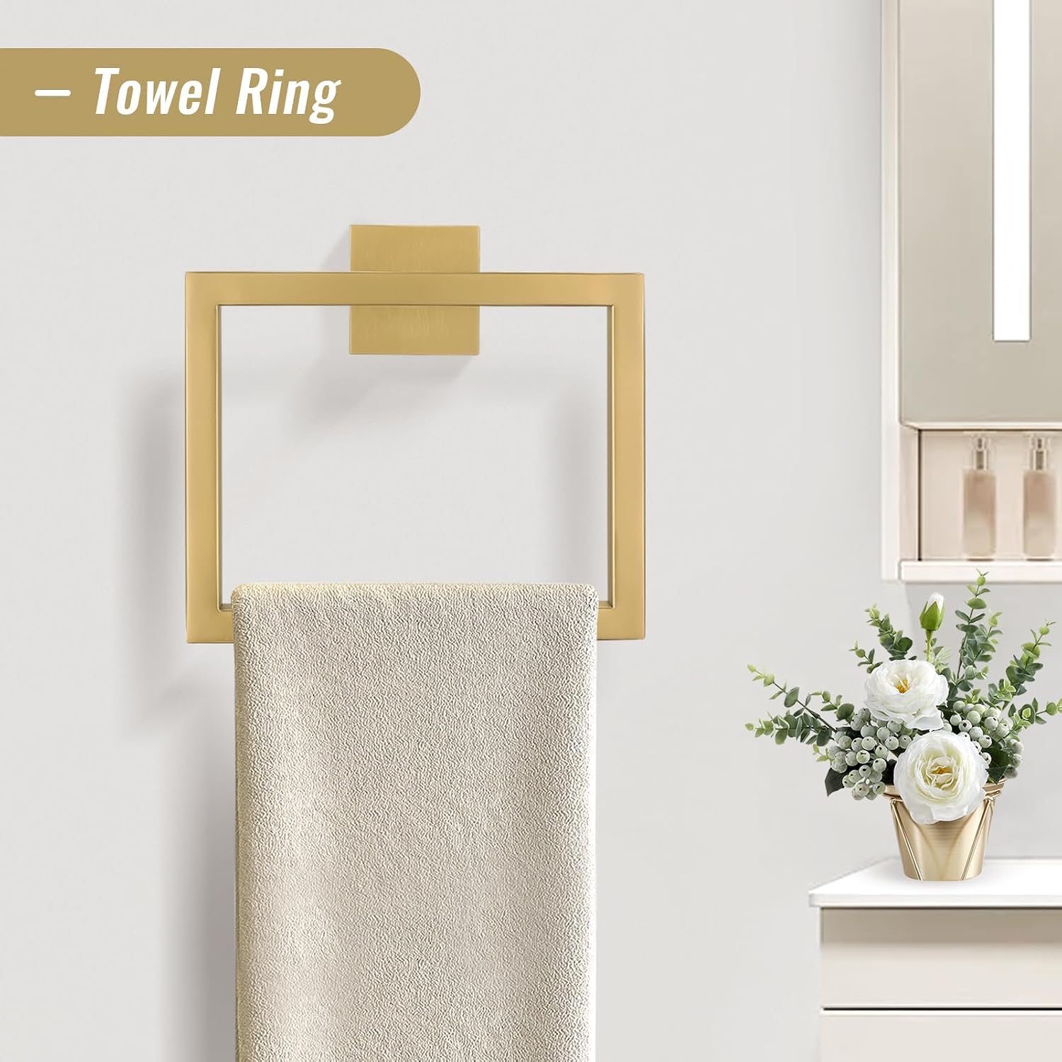 YACVCL Towel Bar Set, 5-Piece Brushed Gold Bathroom Hardware Set, Gold Bathroom Accessories Set, SUS304 Stainless Steel