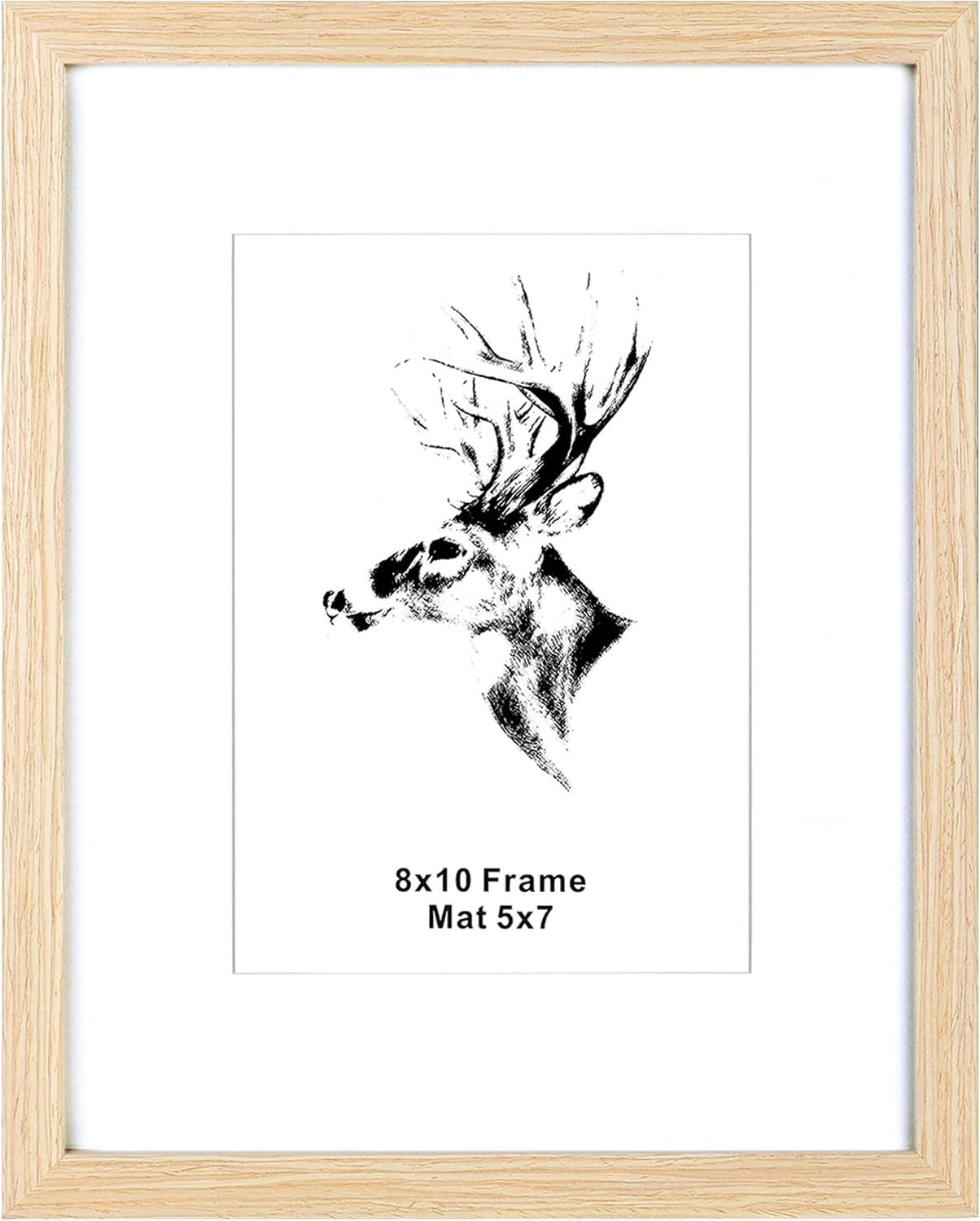 Yaetm 8x10 Picture Frame Matted to 5x7 Set of 4, Natural Solid Oak Wood 8x10 Frames with Tempered Glass for Wall