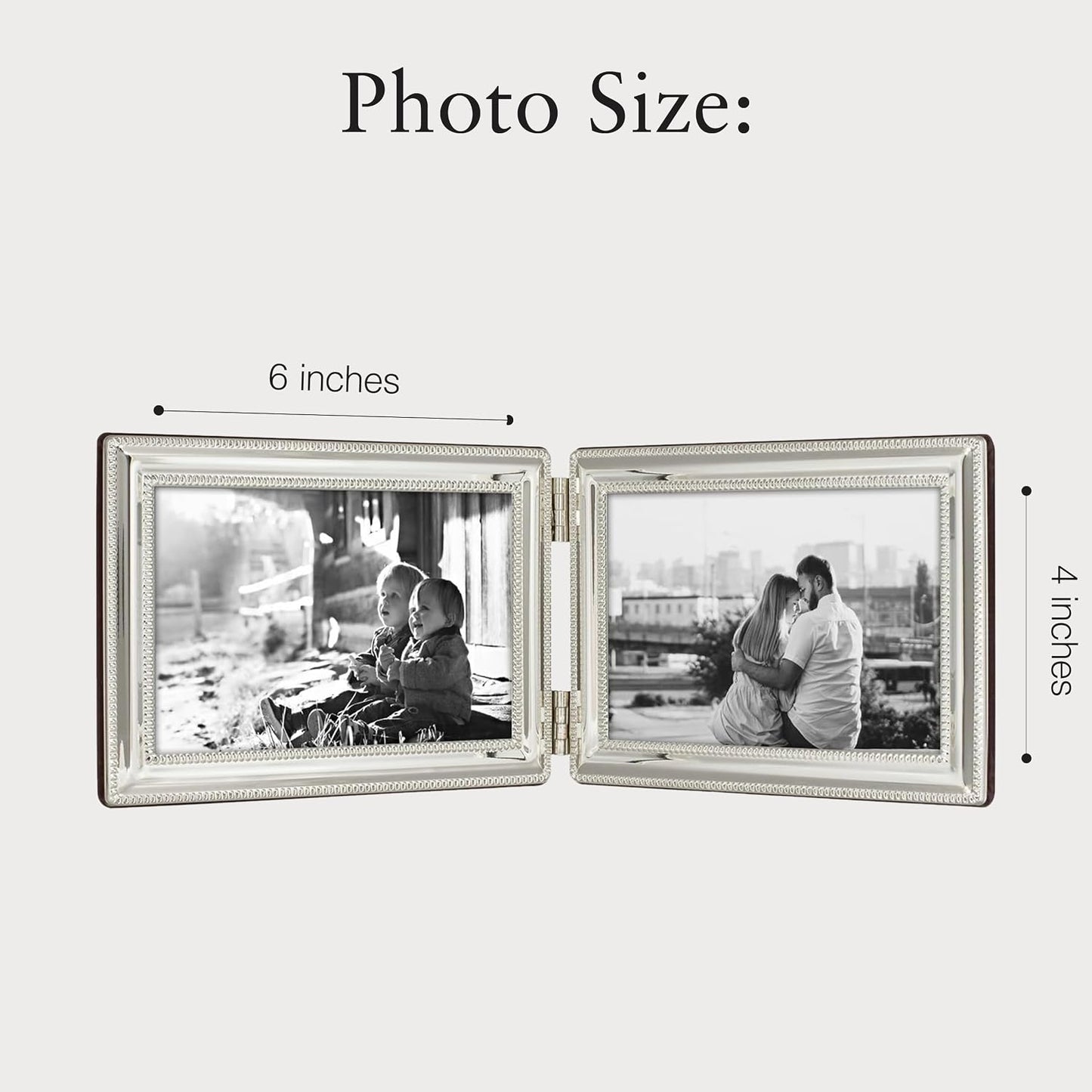 Siena Double Border Bead Silver Picture Frame, Tarnish Resistant Finish, Perfect Photo Frame for any End Table