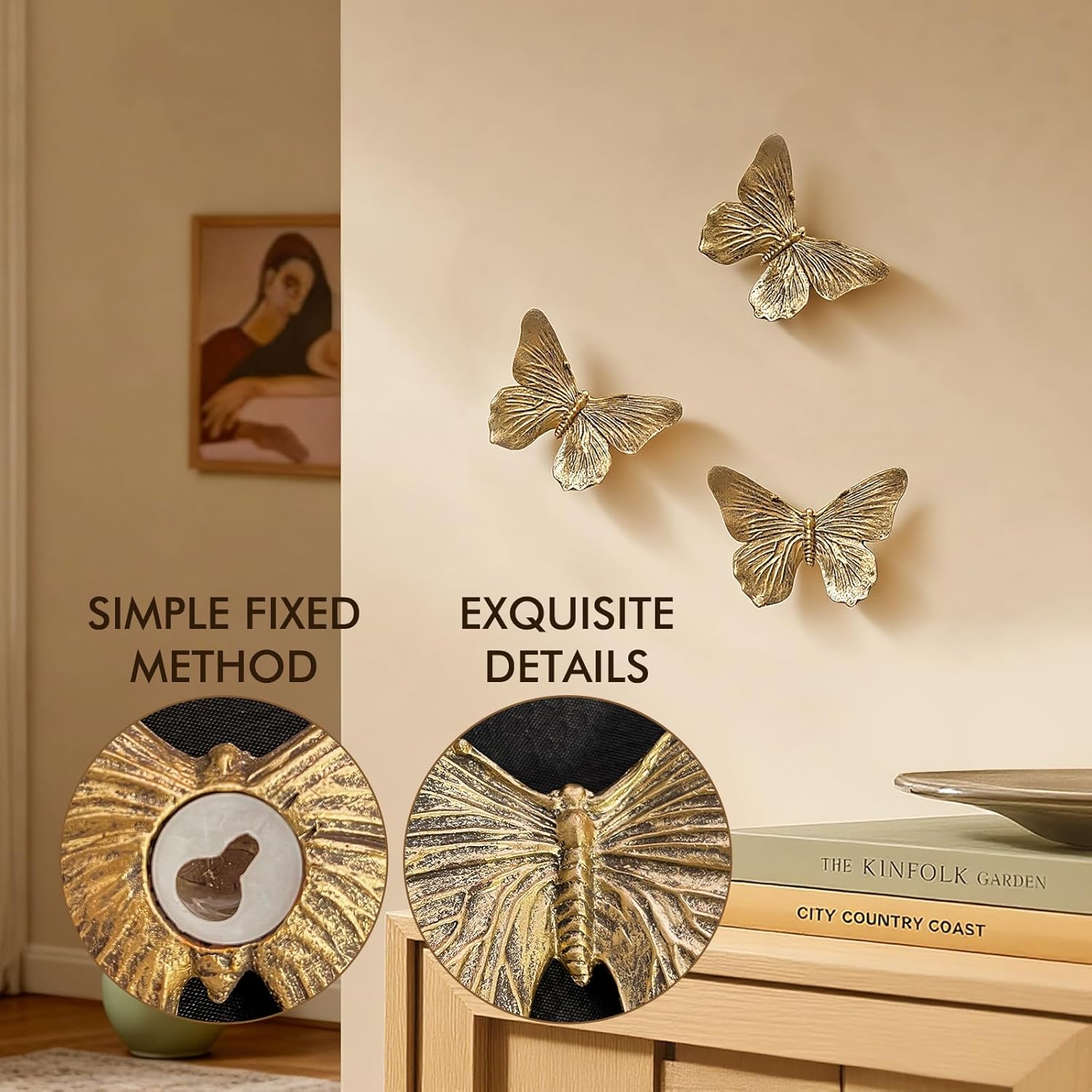 3D Butterfly Wall Decor Set / Copper / Set of 3