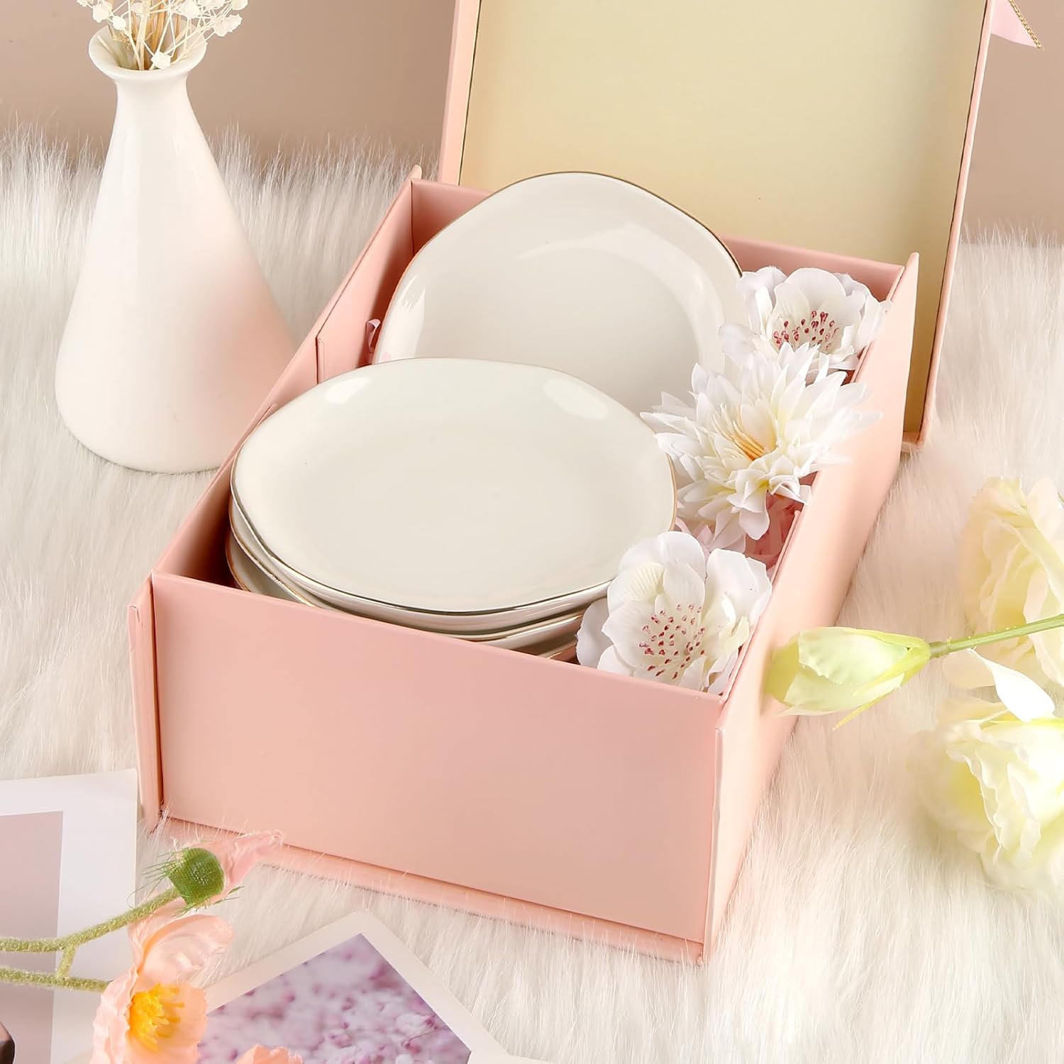 Ceramic Jewelry Tray Irregular Jewelry Dish for Women / White Irregular / Set of 8