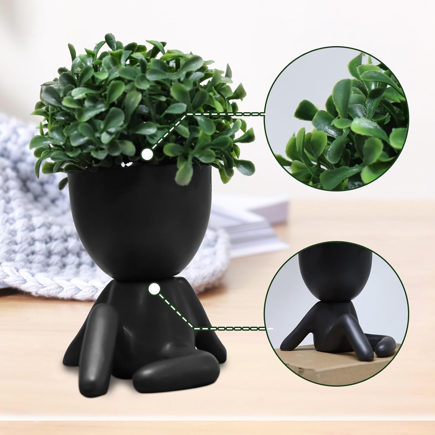 Small Fake Plants Decor / Black-e