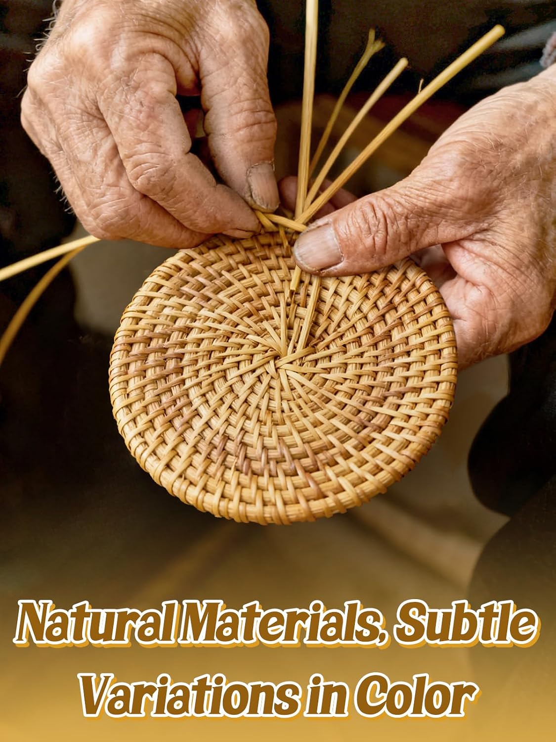 Holder / Wicker Drink Coasters Set / Natural / Set of 8