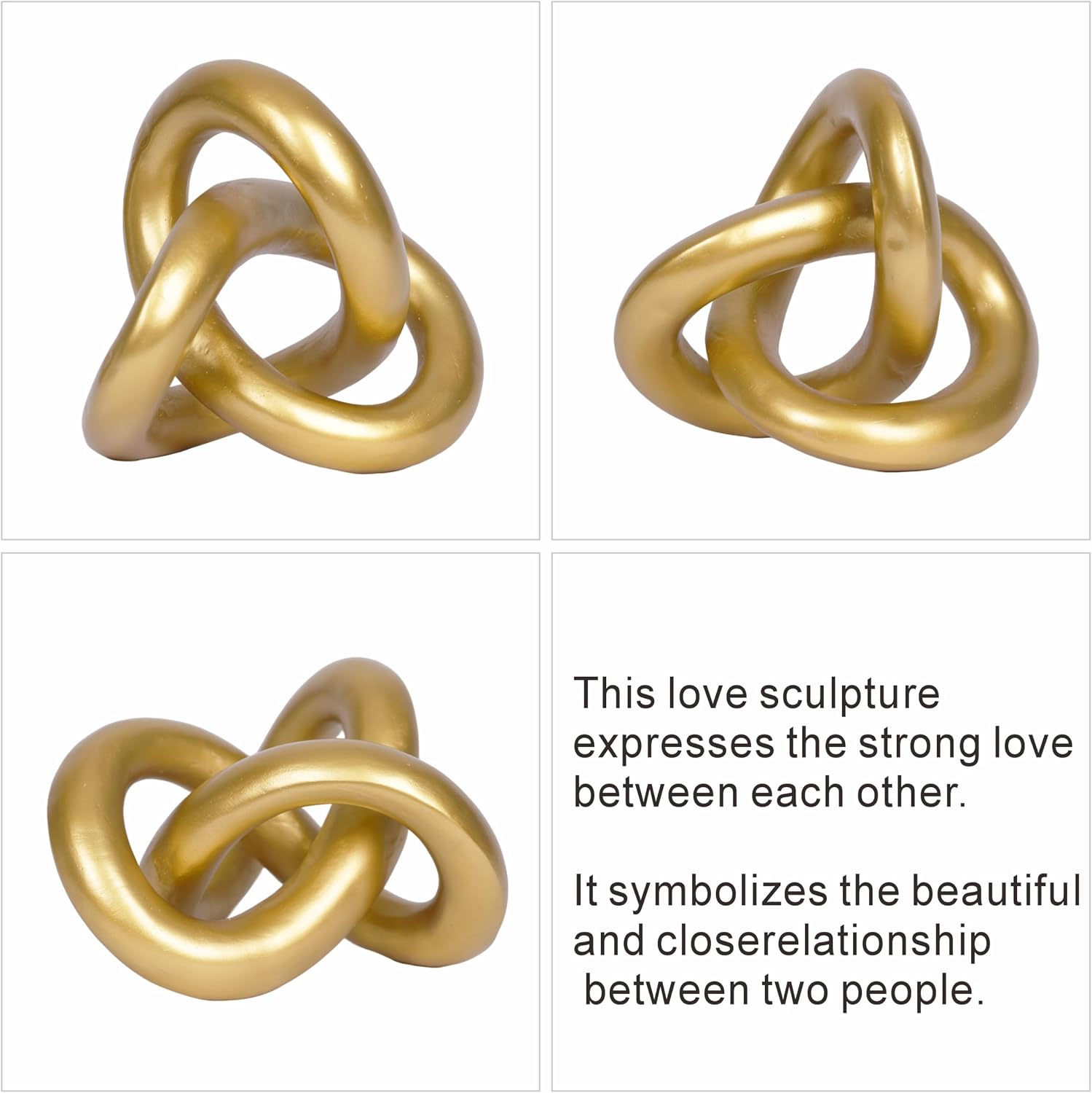 Geometric Round Sculpture Gold Knot Statue Decor Modern Tabletop Sculpture / Long Gold Knot
