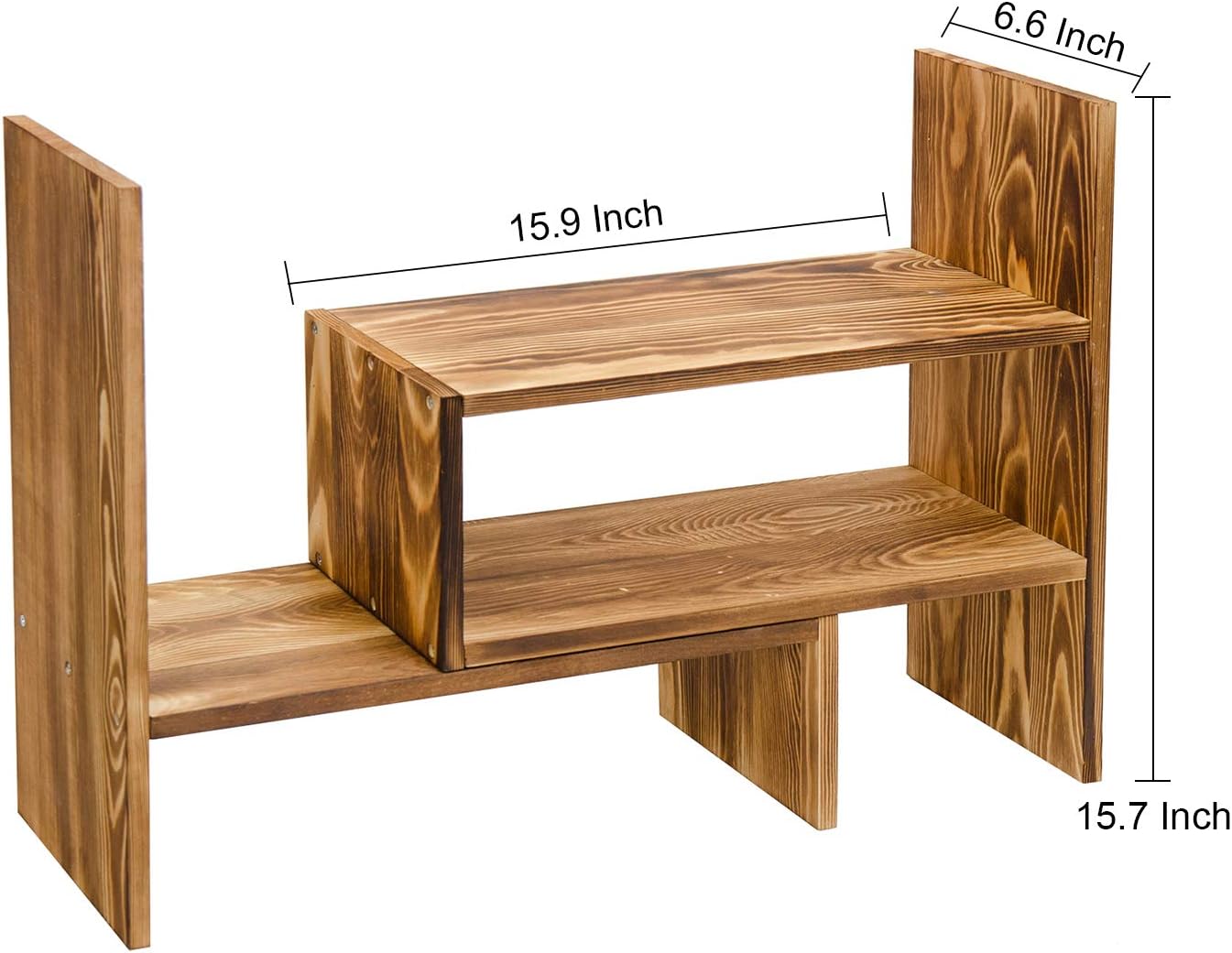 Adjustable Extendable Natural Wood Desktop Organizer Caddy Desk Organizer Countertop Shelf Bookcase Display Stand Rack