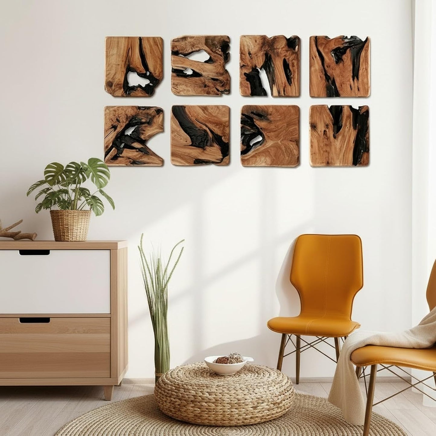 Rustic Abstract Wall Decor / Set of 4