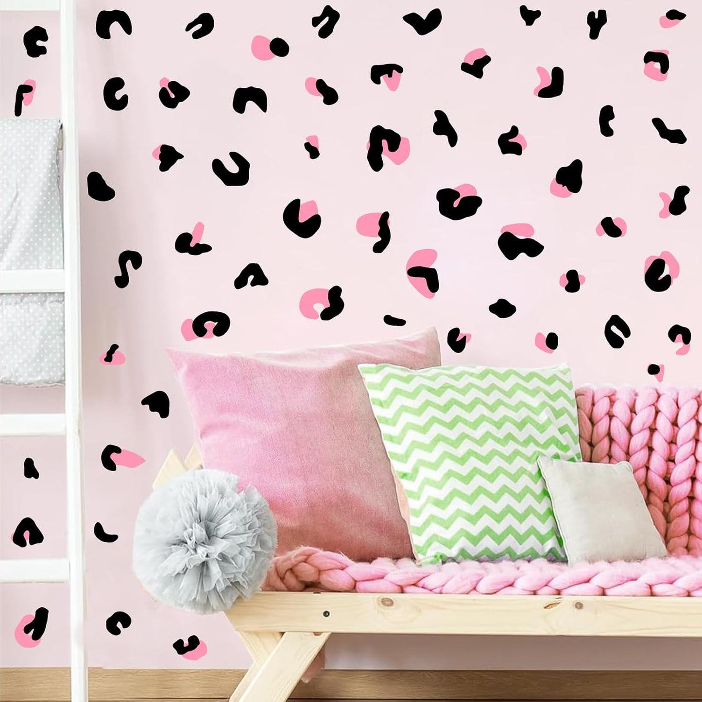 Leopard Print Wall Decals Peel and Stick Cheetah Pattern Sticker Animal Prints / Leopard Dot / Black