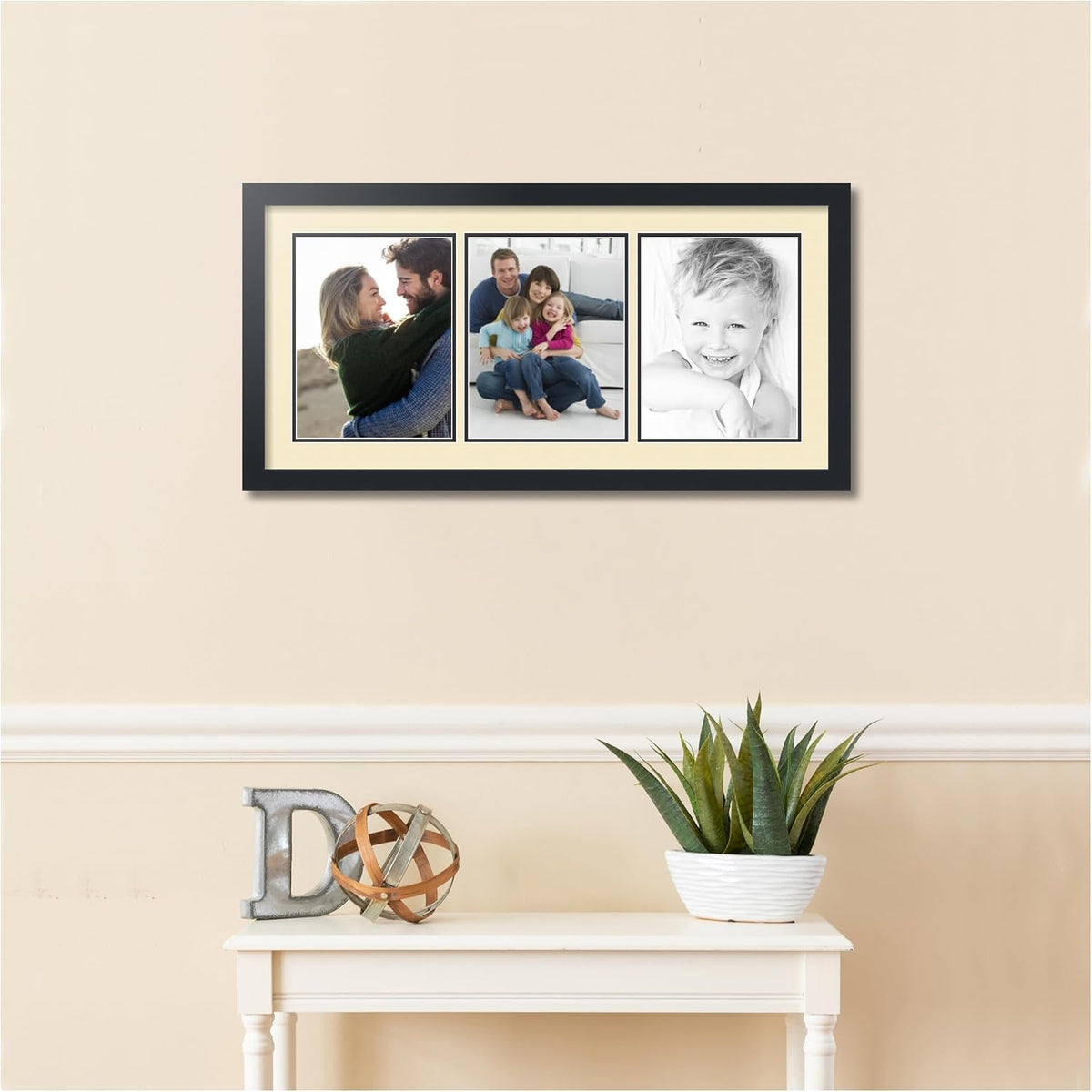 ArtToFrames Collage Picture Frame 3 Opening 3-8.5x11 Photo Frame | Made in USA | Black Frame Cream and Black Mats