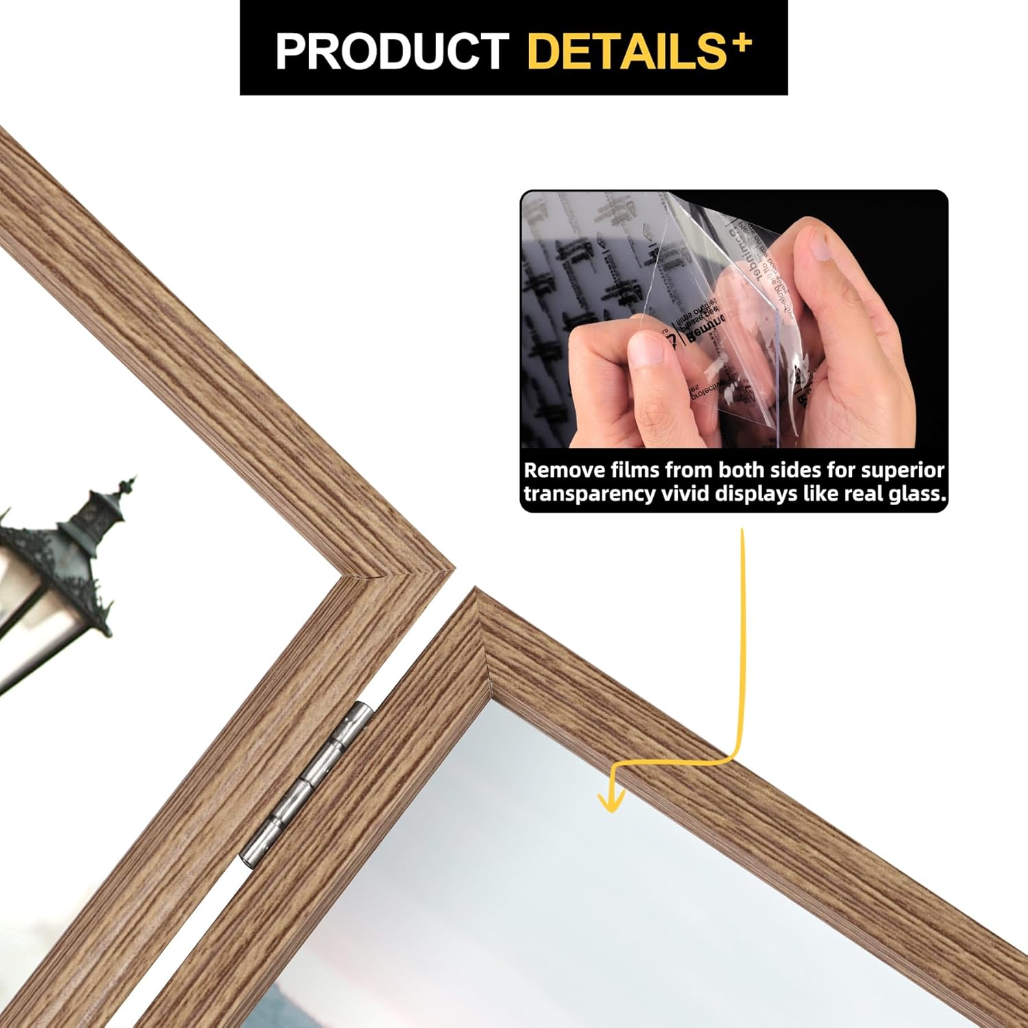 3 Picture Frame Triple Wooden Three Hinged Photo Frame Definition Glass Stand / Grain / 4 x 6