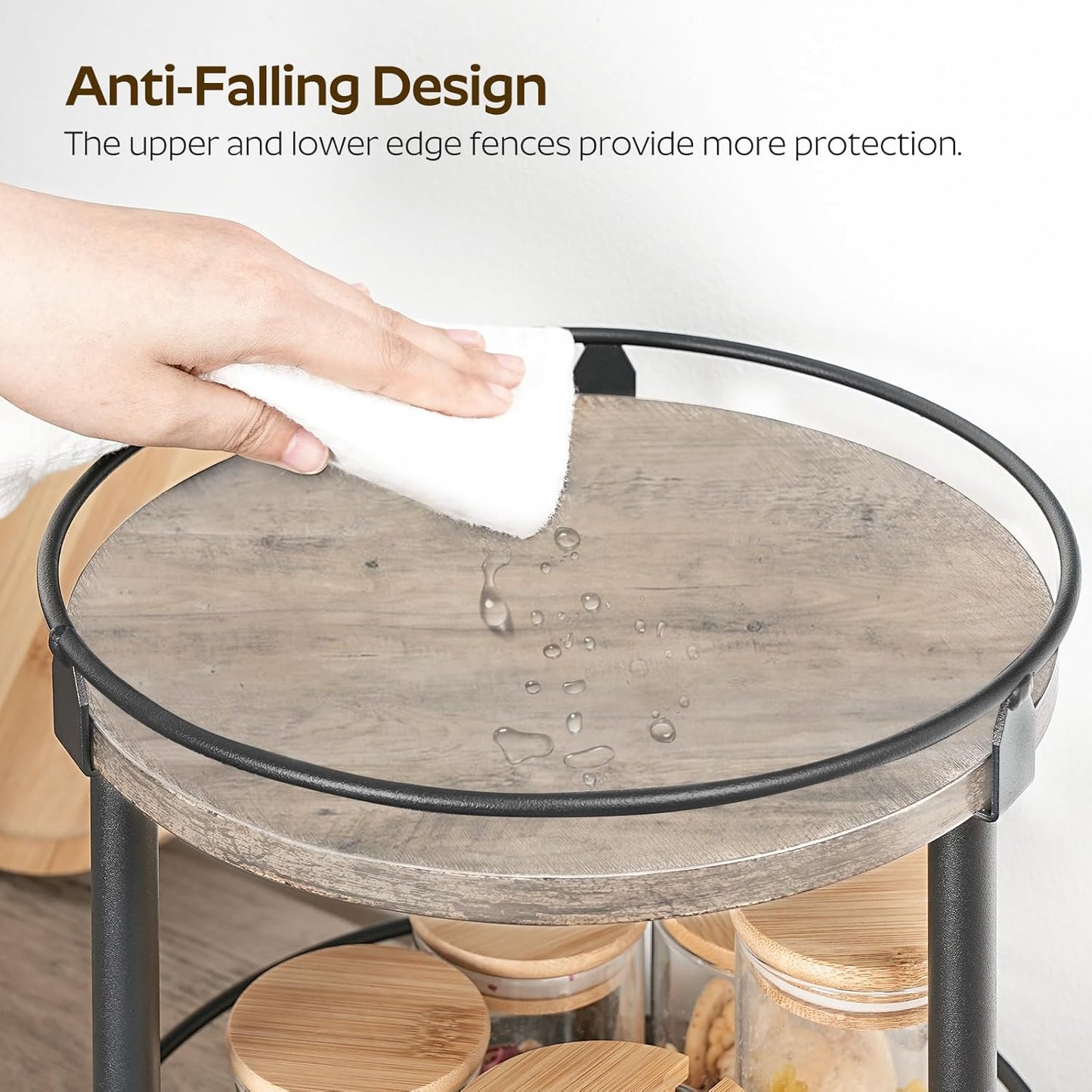 Lazy Susan Organizer, Rotating Spice Rack, 2 Tier Spice Turntable Organizer, Industrial Turntable Spice Holder, for