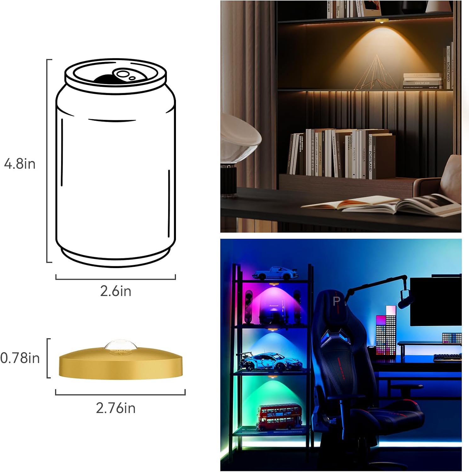 Rechargeable Puck Lights with Remote, 12 Pack Magnetic Under Cabinet Lighting, 1500mAh Battery Operated LED Tap Lights
