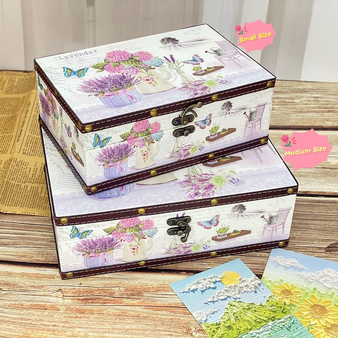 Vintage Wooden Storage Box / Lavender, Medium