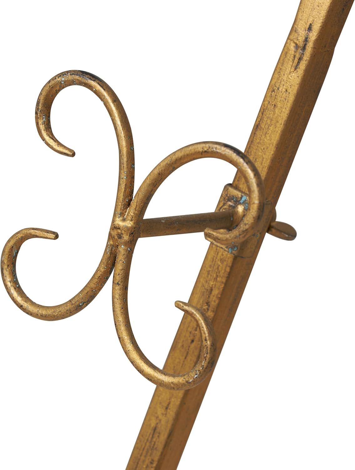 Deco 79 Metal Scroll Large Free Standing Adjustable Display Stand Easel with Chain Support, 22" x 21" x 46", Gold