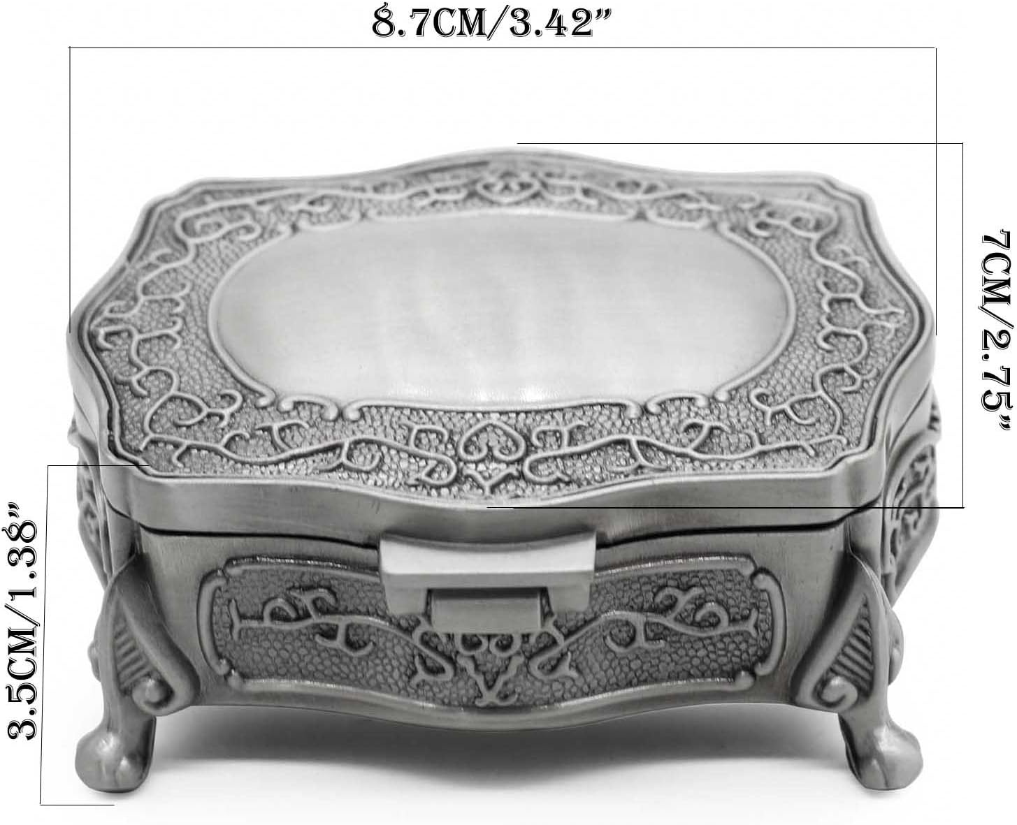 Rectangle Vintage Metal Jewelry Box Trinket Gift Box Chest Ring Case for Girls / Square / Small