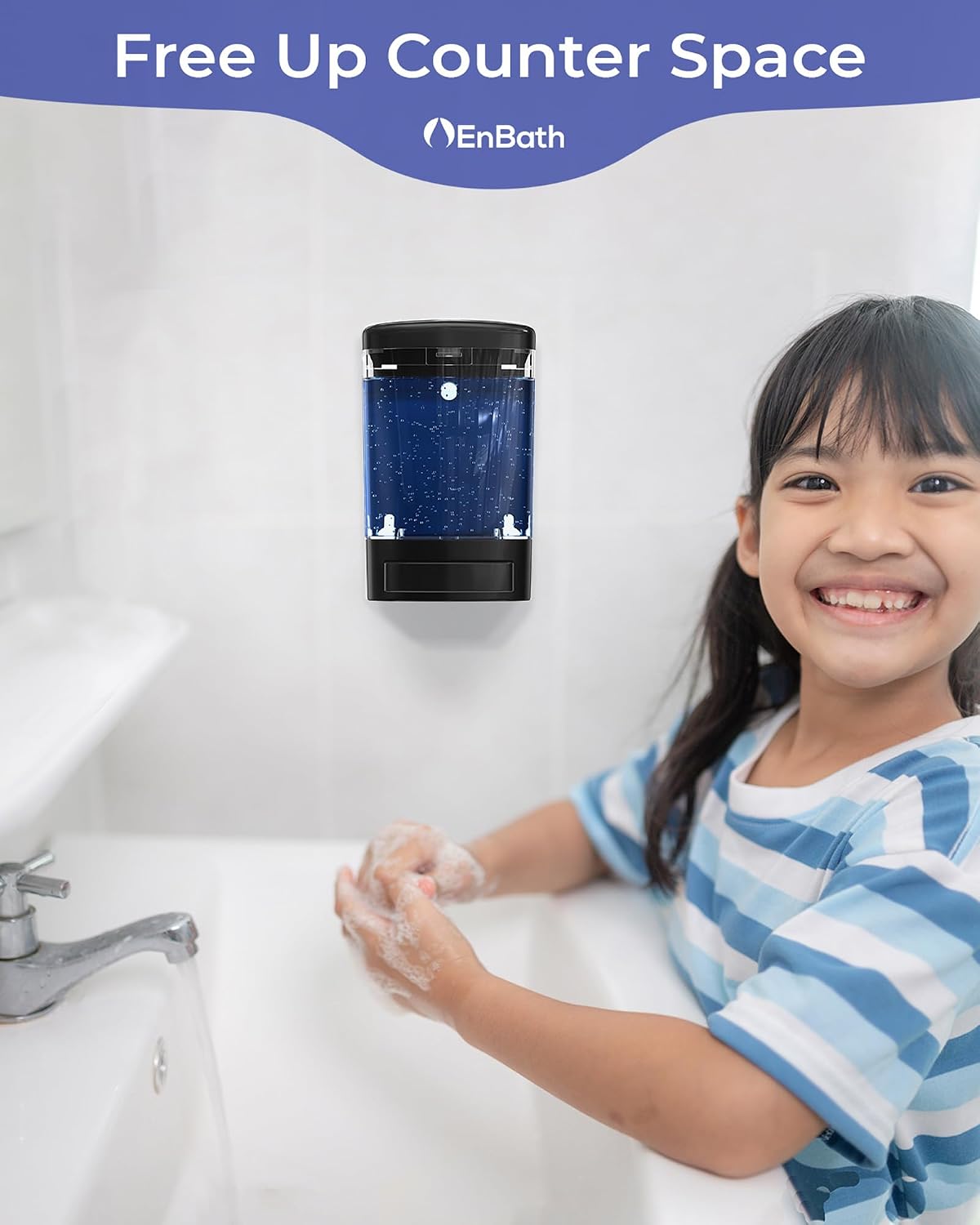 Commercial Soap Dispenser Wall Mount for Bathroom (2-Pack), Wall Mounted Hand Soap/Sanitizer Dispenser for Home or