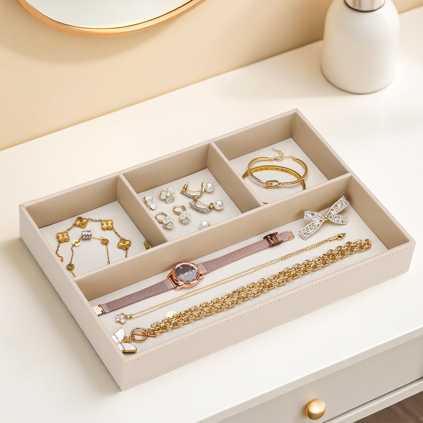 PU Leather Valet Tray / Beige