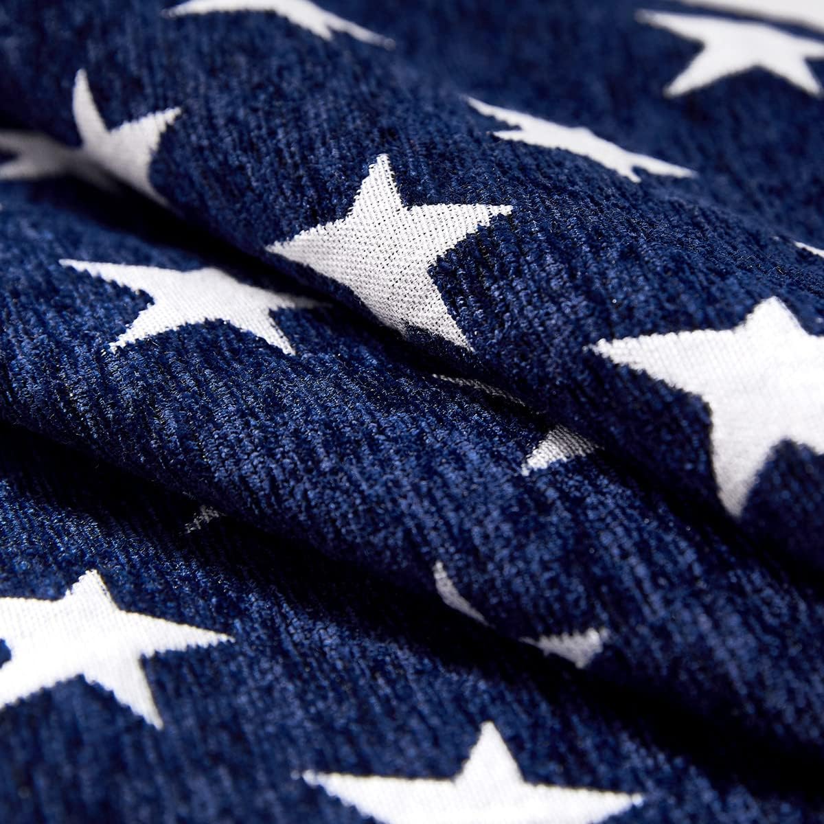 Soft Chenille Decorative Patriotic Throw Pillow Cover Case / Blue Stars / 18 x 18 / Set of 2