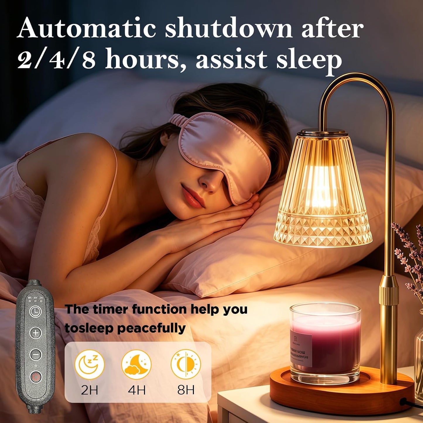Candle Warmer Lamp with Timer, Dimmable Wax Warmer for Candles, Gift | Flameless top-down wax melting — no fire, smoke